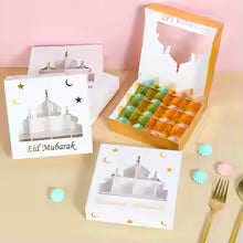 Eid Mubarak Gift Box Cake Candy Box Ramadan Decoration 2025 for Home Islamic Muslim Party Supplies Eid Al-fitr Ramadan Kareem