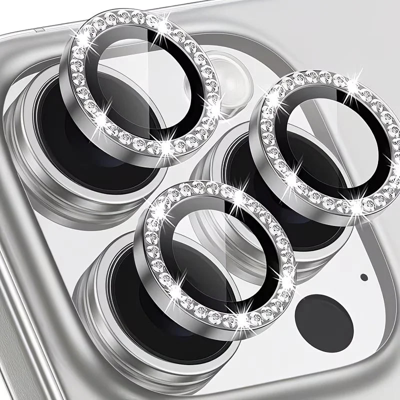 1Set Camera Lens Protector Silver Aluminum AR HD 9H Tempered Glass Metal Ring Case Friendly for iPhone 17 16 15 14 13 11 Pro Max