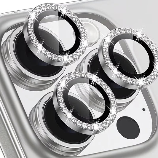 1Set Camera Lens Protector Silver Aluminum AR HD 9H Tempered Glass Metal Ring Case Friendly for iPhone 17 16 15 14 13 11 Pro Max