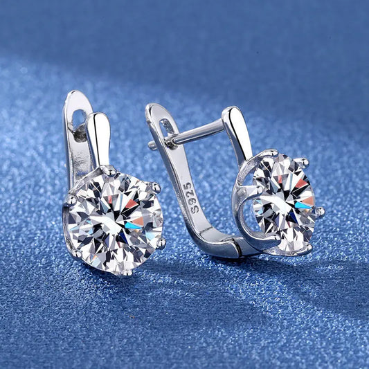 925 Sterling Silver Earrings Jewelry High Quality Retro Simple Pattern Purple White Zircon Earrings Hot Sale