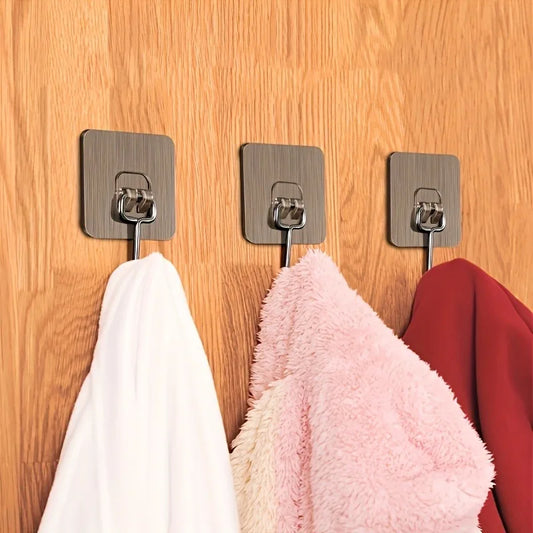 5pcs Strong Large Hook Multi-Purpose Self Adhesive Hook Heavy Duty Wall Hooks Door Key Towel Wall Hook for Bathroom Kitchen Home