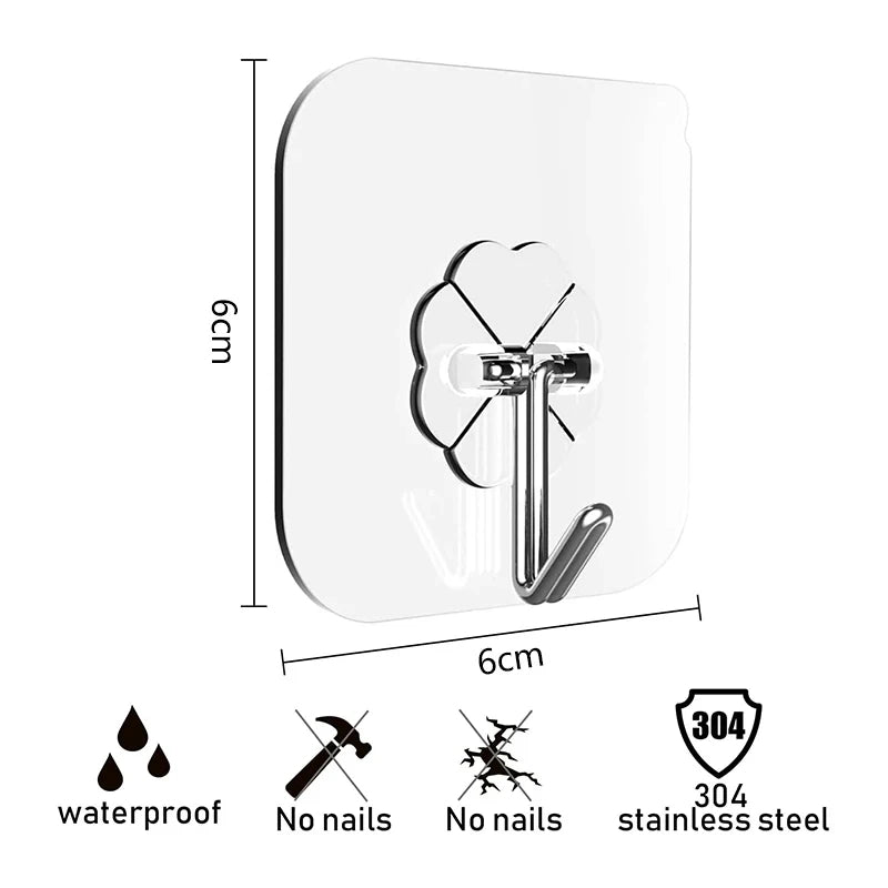 Transparent Hook Strong Self Adhesive Hooks Key Storage Hanger for Kitchen Bathroom Door Wall Multi-Function