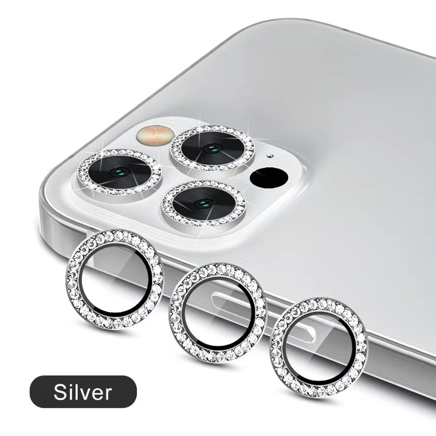 1Set Camera Lens Protector Silver Aluminum AR HD 9H Tempered Glass Metal Ring Case Friendly for iPhone 17 16 15 14 13 11 Pro Max