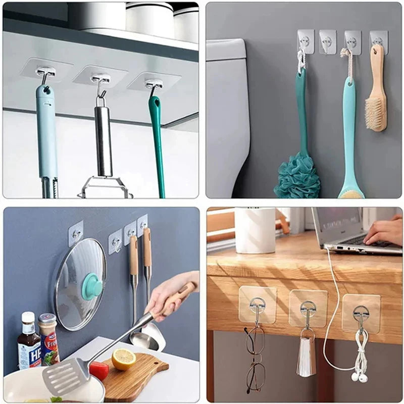 Transparent Hook Strong Self Adhesive Hooks Key Storage Hanger for Kitchen Bathroom Door Wall Multi-Function