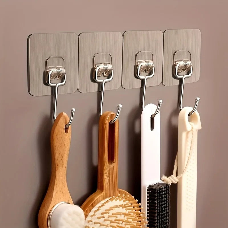 5pcs Strong Large Hook Multi-Purpose Self Adhesive Hook Heavy Duty Wall Hooks Door Key Towel Wall Hook for Bathroom Kitchen Home