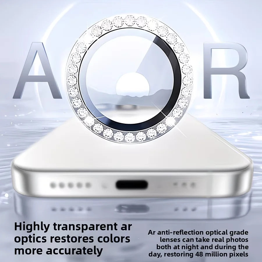 1Set Camera Lens Protector Silver Aluminum AR HD 9H Tempered Glass Metal Ring Case Friendly for iPhone 17 16 15 14 13 11 Pro Max