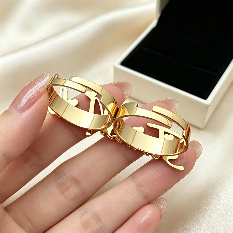 Custom Double Finger Rings To Customize steel Personalized Name Ring Jewellery For Woman Men Customized Stainless Steel Jewelry