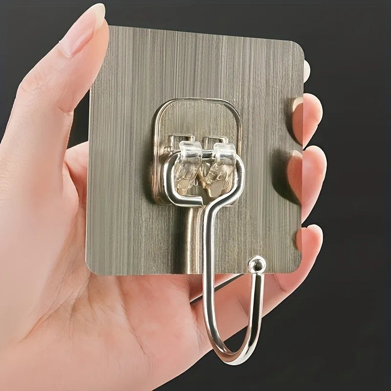 5pcs Strong Large Hook Multi-Purpose Self Adhesive Hook Heavy Duty Wall Hooks Door Key Towel Wall Hook for Bathroom Kitchen Home