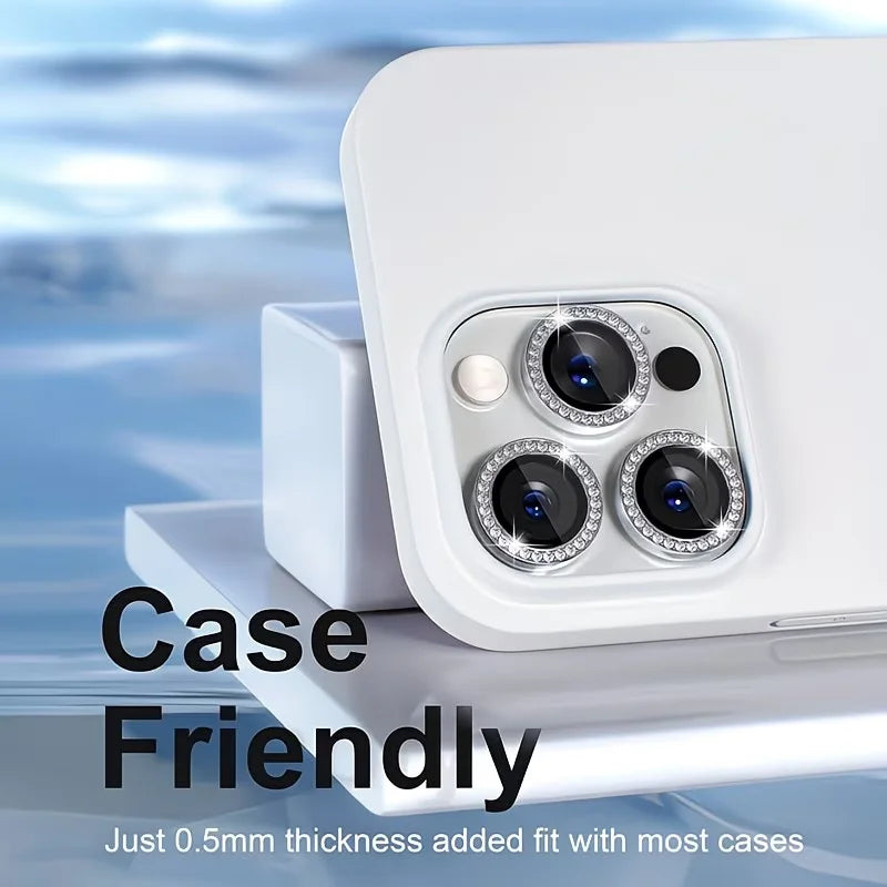 1Set Camera Lens Protector Silver Aluminum AR HD 9H Tempered Glass Metal Ring Case Friendly for iPhone 17 16 15 14 13 11 Pro Max