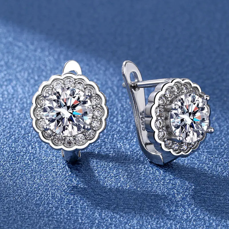 925 Sterling Silver Earrings Jewelry High Quality Retro Simple Pattern Purple White Zircon Earrings Hot Sale