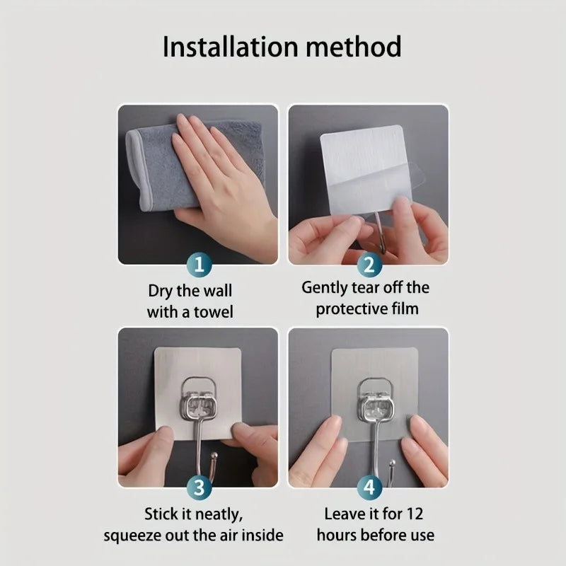 5pcs Strong Large Hook Multi-Purpose Self Adhesive Hook Heavy Duty Wall Hooks Door Key Towel Wall Hook for Bathroom Kitchen Home