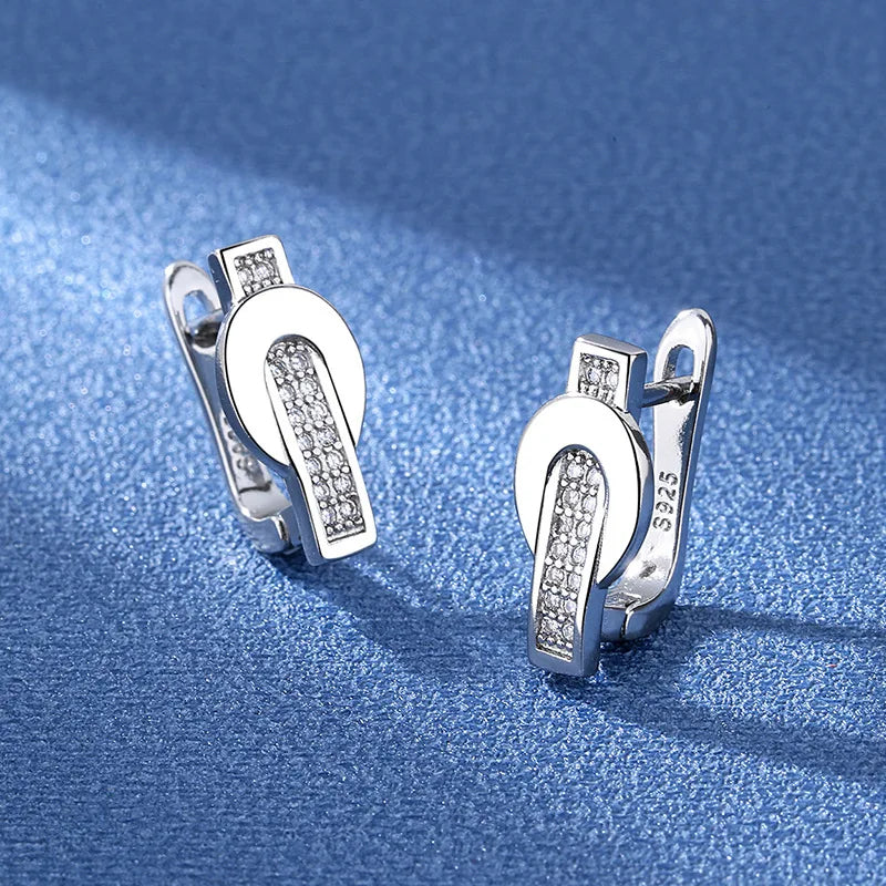 925 Sterling Silver Earrings Jewelry High Quality Retro Simple Pattern Purple White Zircon Earrings Hot Sale
