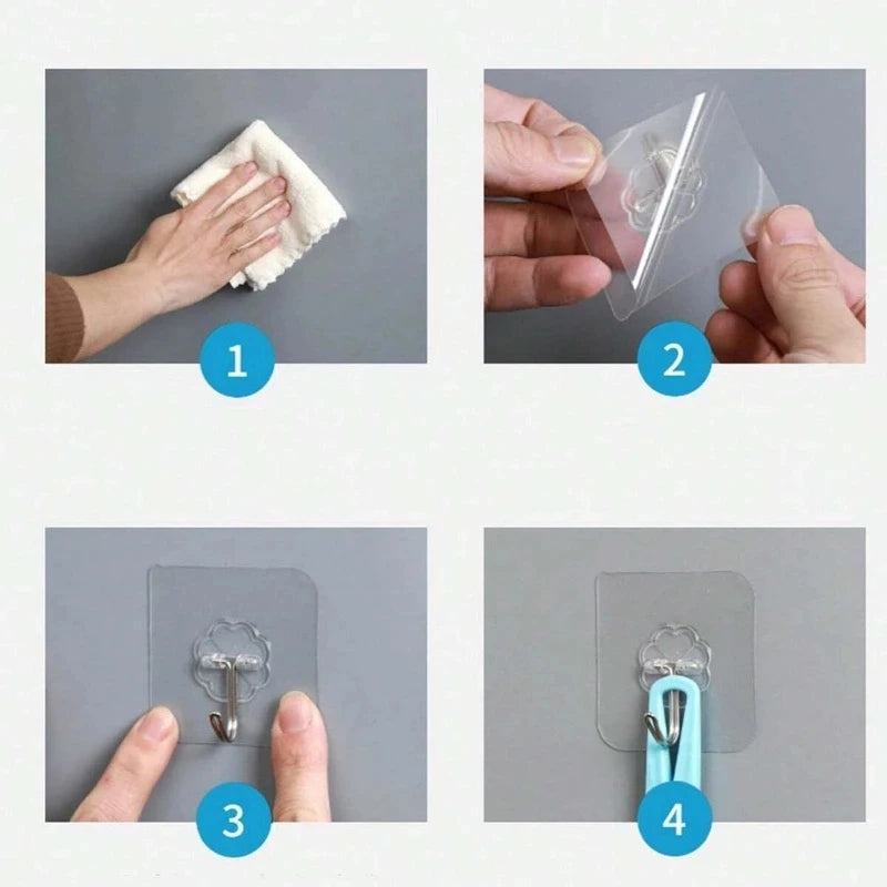 Transparent Hook Strong Self Adhesive Hooks Key Storage Hanger for Kitchen Bathroom Door Wall Multi-Function