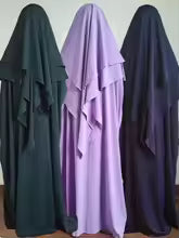 Eid Abaya Dress for Woman 2 Piece Set +Long Khimar Niqab Ramadan Women Prayer Party Arabic Robe Caftan Vestido Kaftan