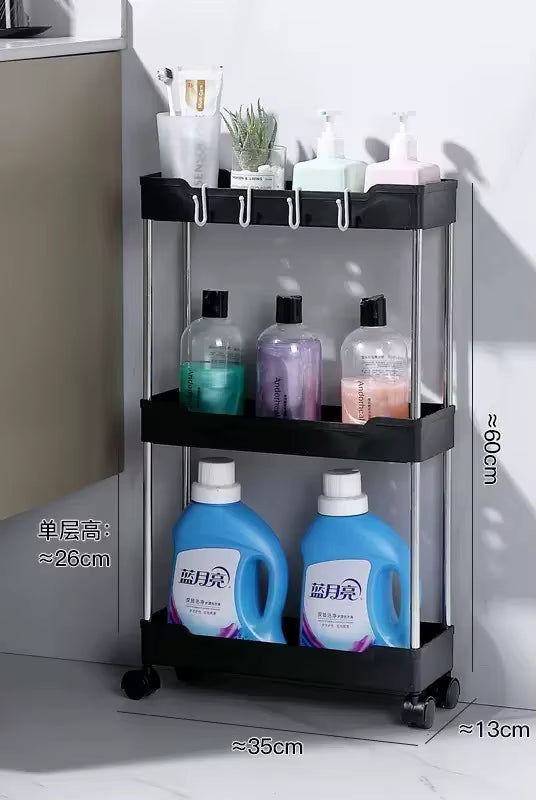 Layer Rolling Bathroom Storage Cart With Wheels Multi-purpose Organizer for Bathroom Kitchen Office Utility