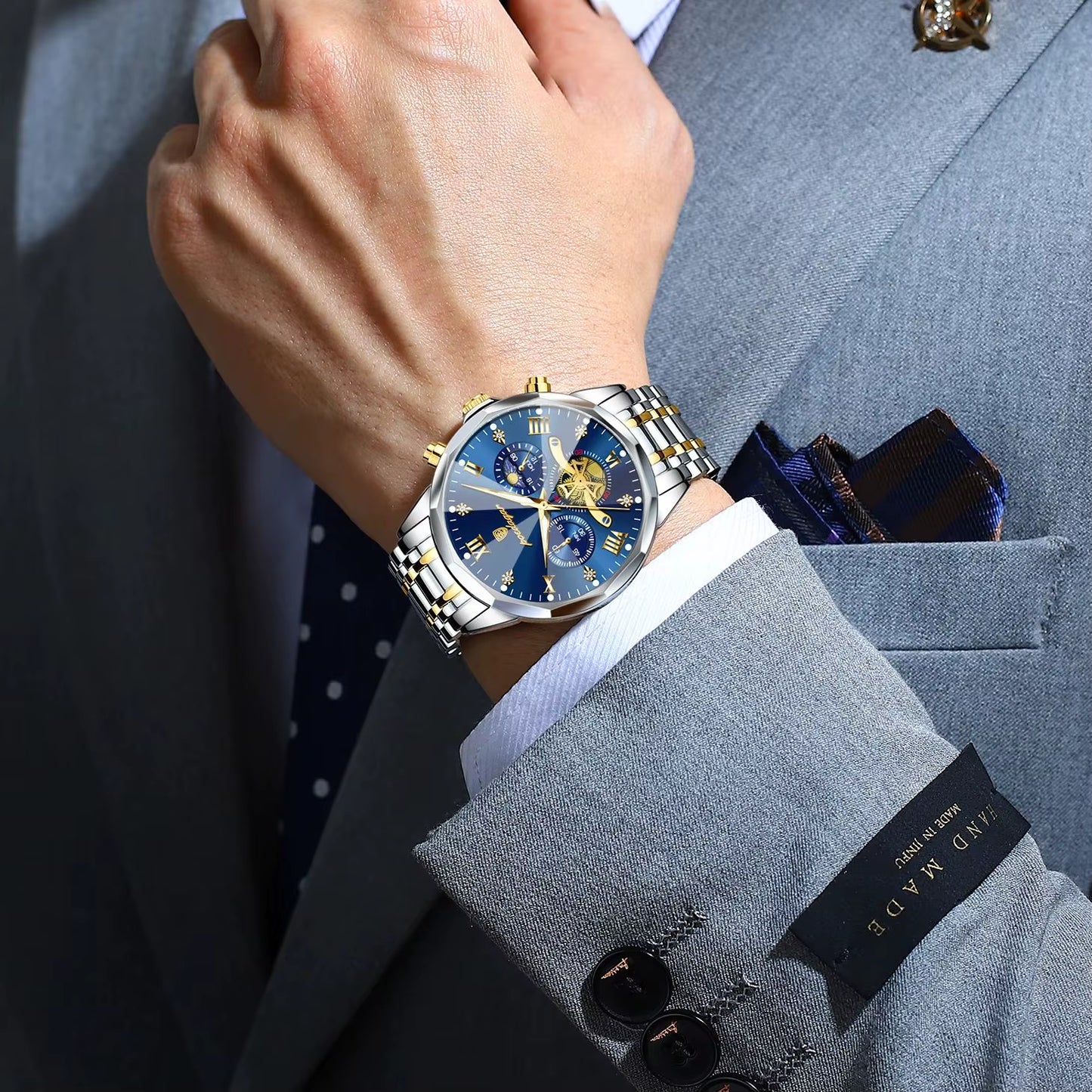 POEDAGAR Luxury Men Watch Top Original Waterproof Luminous Chronograph Man Wristwatch Stainless Steel Quartz Men's Watches Reloj