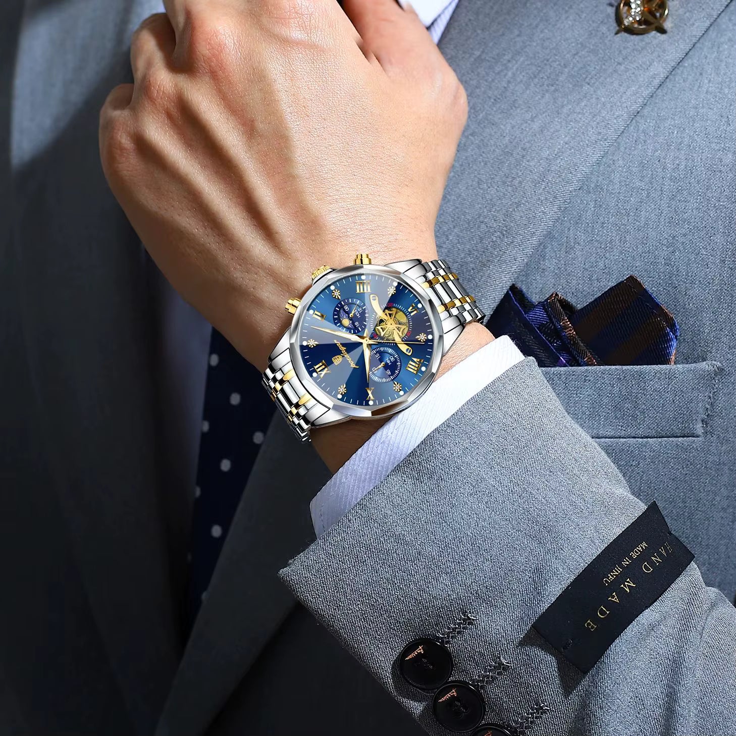 POEDAGAR Luxury Men Watch Top Original Waterproof Luminous Chronograph Man Wristwatch Stainless Steel Quartz Men's Watches Reloj