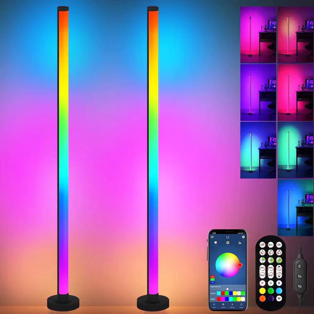 HOMEFISH Smart LED Floor Lamp RGB Remote APP Control Music Sync Corner Lighting Timer Modern Mood Standing Lamp for Living Room