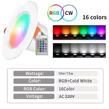 Smart Ceiling Lamp Indoor Round Recessed Spot LED APP Control 10W 15W RGBCW Color Changing Dimmable Ceiling Light