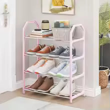 Multifunctional Space Saving Simple Shoe Rack Easy Installation 4 Tiers Shoe Cabinet Removable Shoes Organizer Living Room