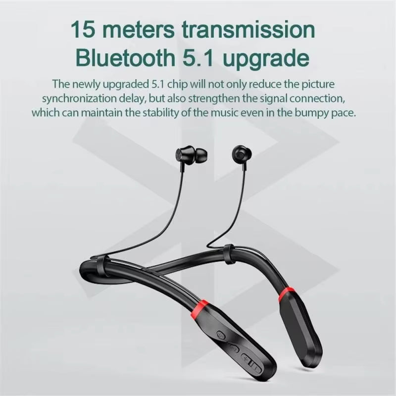 Earphones Bluetooth 5.1 Headphones Sport Earbuds Built-in Mic Neckband Headphone Stereo Earbuds Headset For Running
