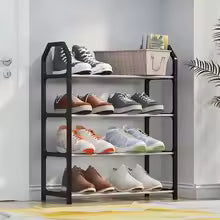 Multifunctional Space Saving Simple Shoe Rack Easy Installation 4 Tiers Shoe Cabinet Removable Shoes Organizer Living Room