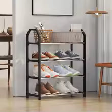Multifunctional Space Saving Simple Shoe Rack Easy Installation 4 Tiers Shoe Cabinet Removable Shoes Organizer Living Room