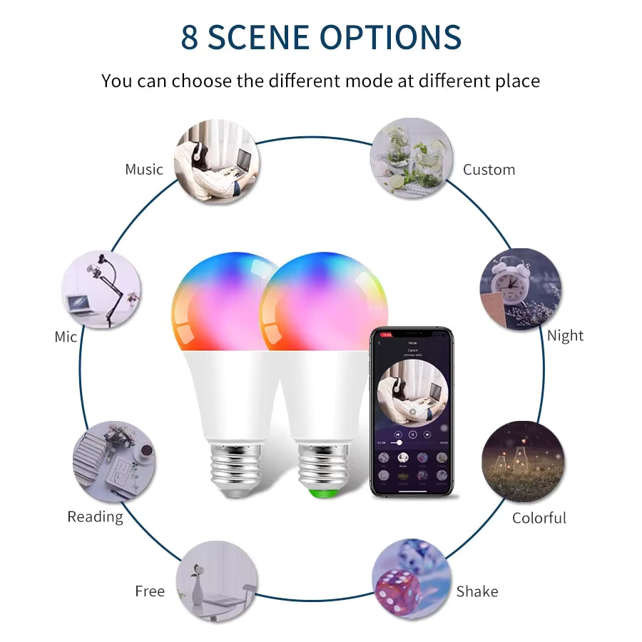 Dohome Wifi Bluetooth Smart Bulb Alexa Led Lamp E27 RGB Smart Light Bulbs Homekit Smart Lamps For Google Assisatnt Smart Life