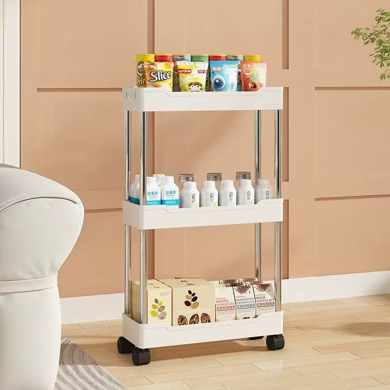 Layer Rolling Bathroom Storage Cart With Wheels Multi-purpose Organizer for Bathroom Kitchen Office Utility