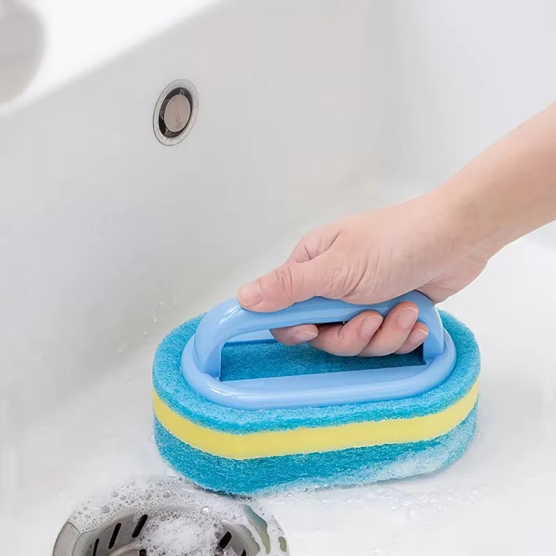 Household Cleaning Brush With Handle Dish Soap Bathroom Kitchen Tub Thicken Scrubbing Sponge Wipe Durable Tools Accessories Home