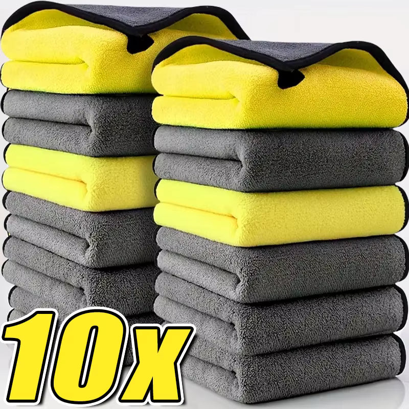 1/10pcs Microfiber Towels Thicken Car Cleaning Towels Soft Drying Cloth Washing Towels Double Layer Clean Rags Car Accessories