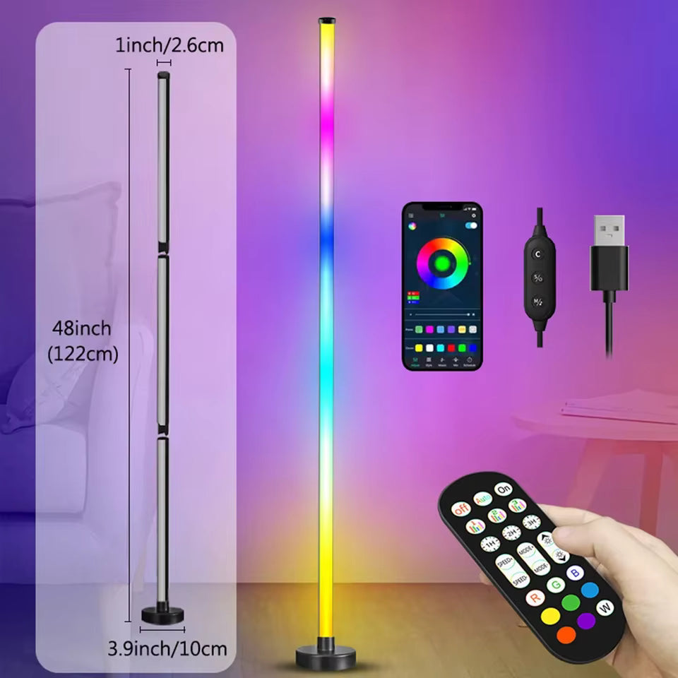 HOMEFISH Smart LED Floor Lamp RGB Remote APP Control Music Sync Corner Lighting Timer Modern Mood Standing Lamp for Living Room