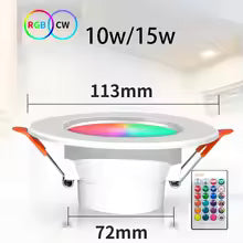 Smart Ceiling Lamp Indoor Round Recessed Spot LED APP Control 10W 15W RGBCW Color Changing Dimmable Ceiling Light