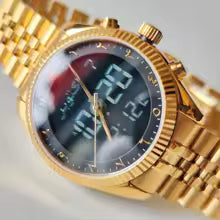 Muslim Watch with Arabic Sapphire Crystal Dial Azan Prayer Alarm Islamic Al Harameen Fajr Time Wristwatch Ramadan Gift