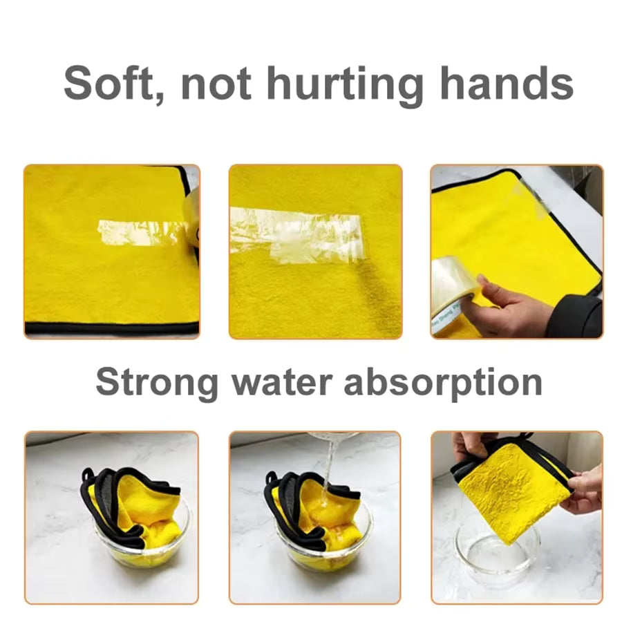 Microfiber Cleaning Towel Thicken Soft Drying Cloth Car Body Washing Towels Double Layer Clean Rags Car Accessories