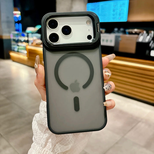 New Matte Translucent Magnetic Case For iPhone 17 16 15 14 13 12 18 Pro Max Air Metal Bracket For Magsafe Wireless Charge Cover